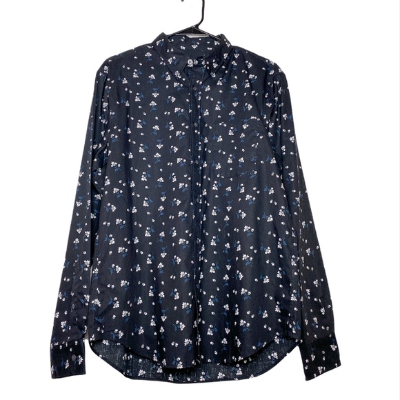 NWOT Club Monaco Men’s Slim Fit Black Floral Print Buttoned Dress Shirt. Size M. - Picture 2 of 7